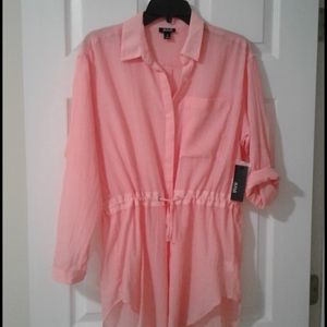 ANA Sheer Fiji Coral Top sz M